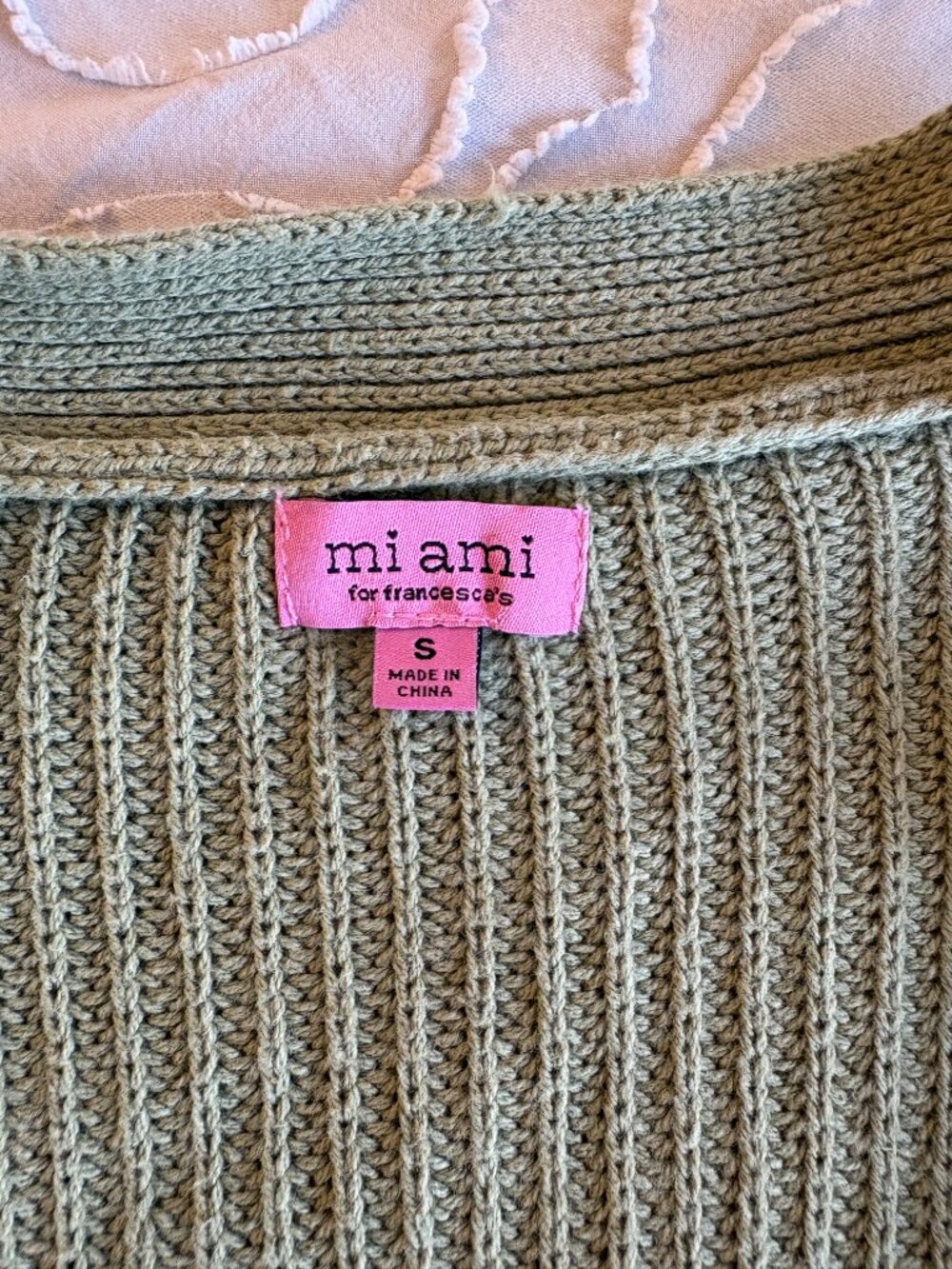 NWOT Francesca's Collections Mi Ami Monica Floral Embroidered Cardigan - Olive - Picture 4 of 6
